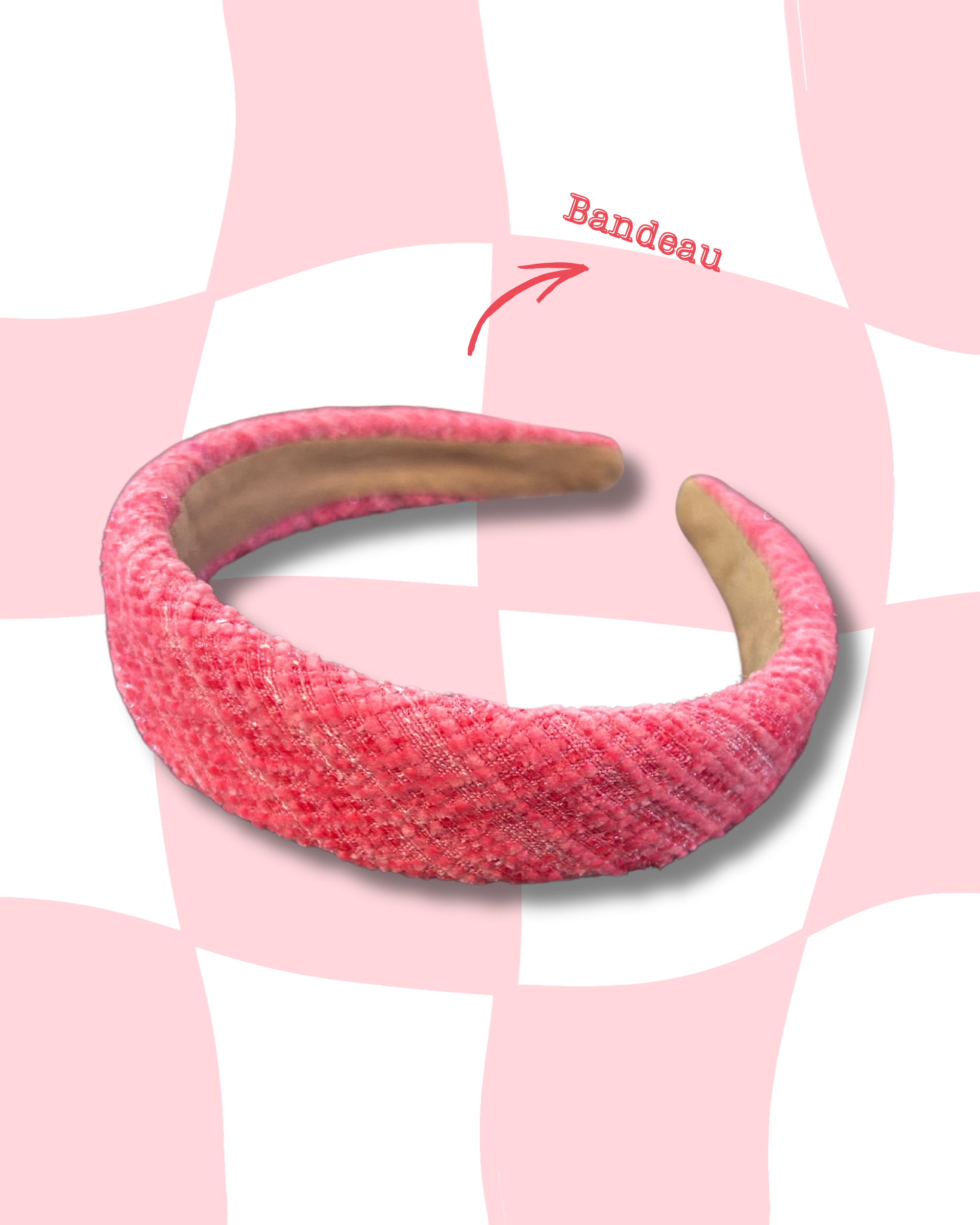 Serre-tête rose en tweed